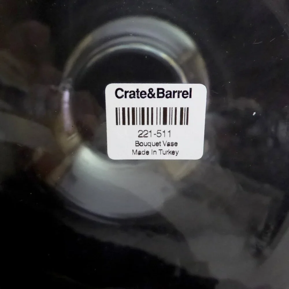 NEW 10.25” CRATE & BARREL LARGE GLASS FLOWER BOUQUET VASE
